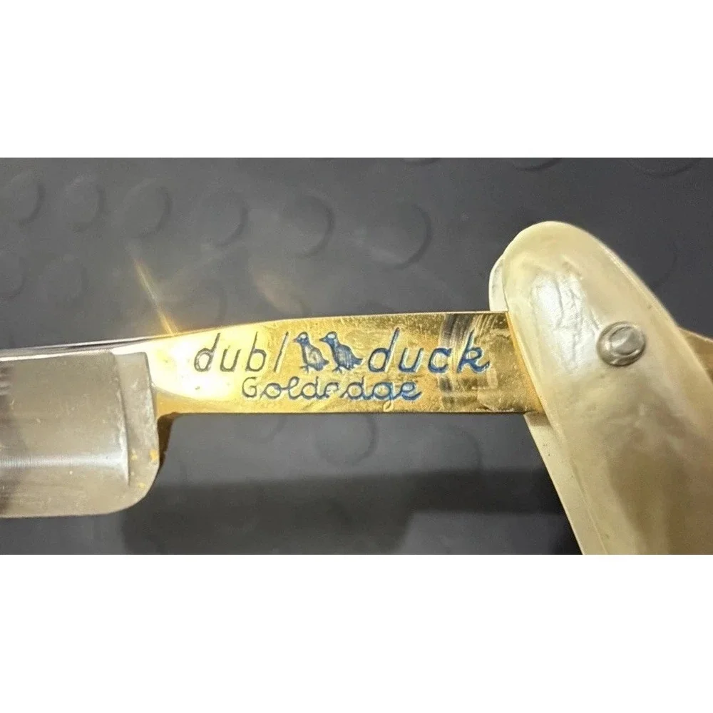 Dubi Duck Round Point Straight Razor Vintage Goldedge 5/8 In Original Box Mint